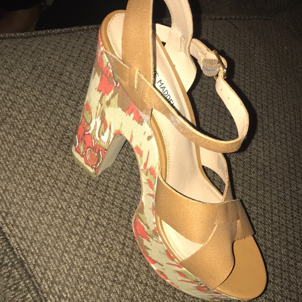 Multicolored Steve Madden stack heels